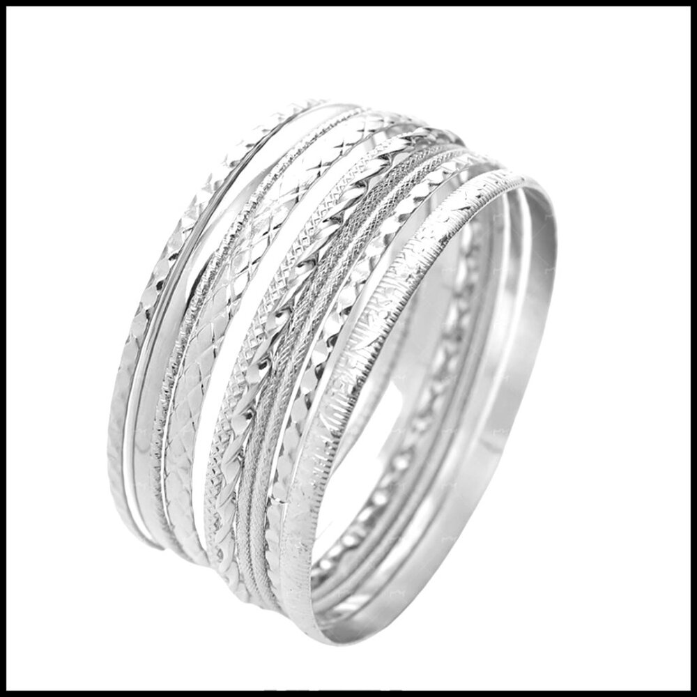 Gold Silver Plated Bangle Bracelets Set Boho Vint… - image 1